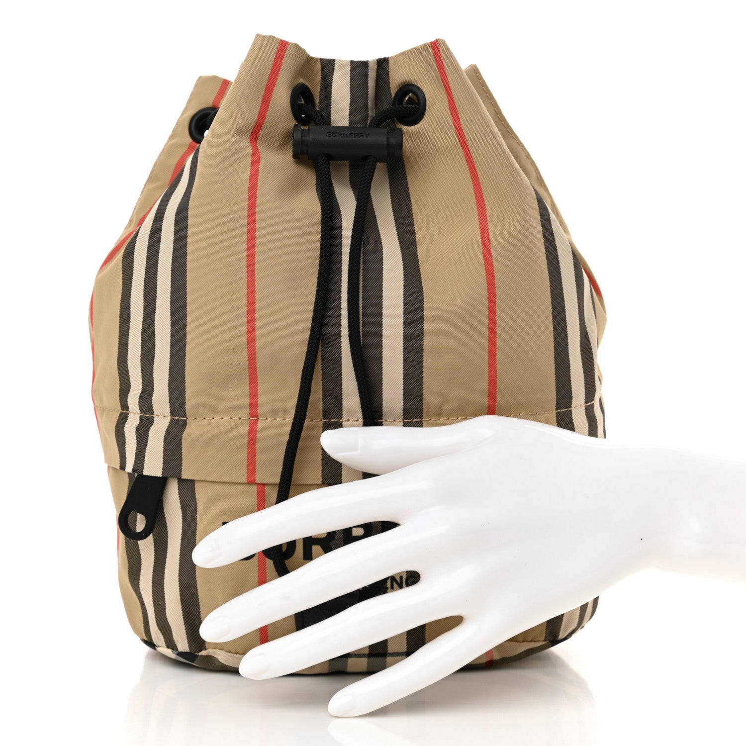 Burberry Econyl Icon Stripe Phoebe Drawcord Pouch Archive Beige 2 of 7