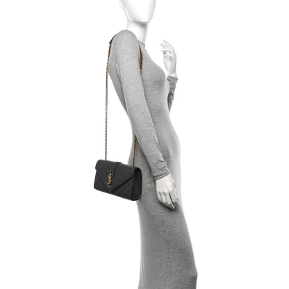 Saint Laurent Grain De Poudre Textured Mixed Matelasse Triquilt Small Monogram Satchel Pebble 2 of 11