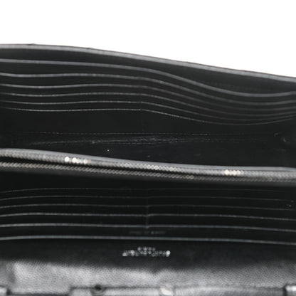 Saint Laurent Grain De Poudre Matelasse Chevron Monogram Chain Wallet Black 5 of 9