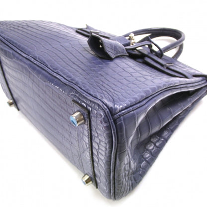 Hermes Niloticus Crocodile BIRKIN 25 Matte Bleu Brighton Palladium 5 of 12