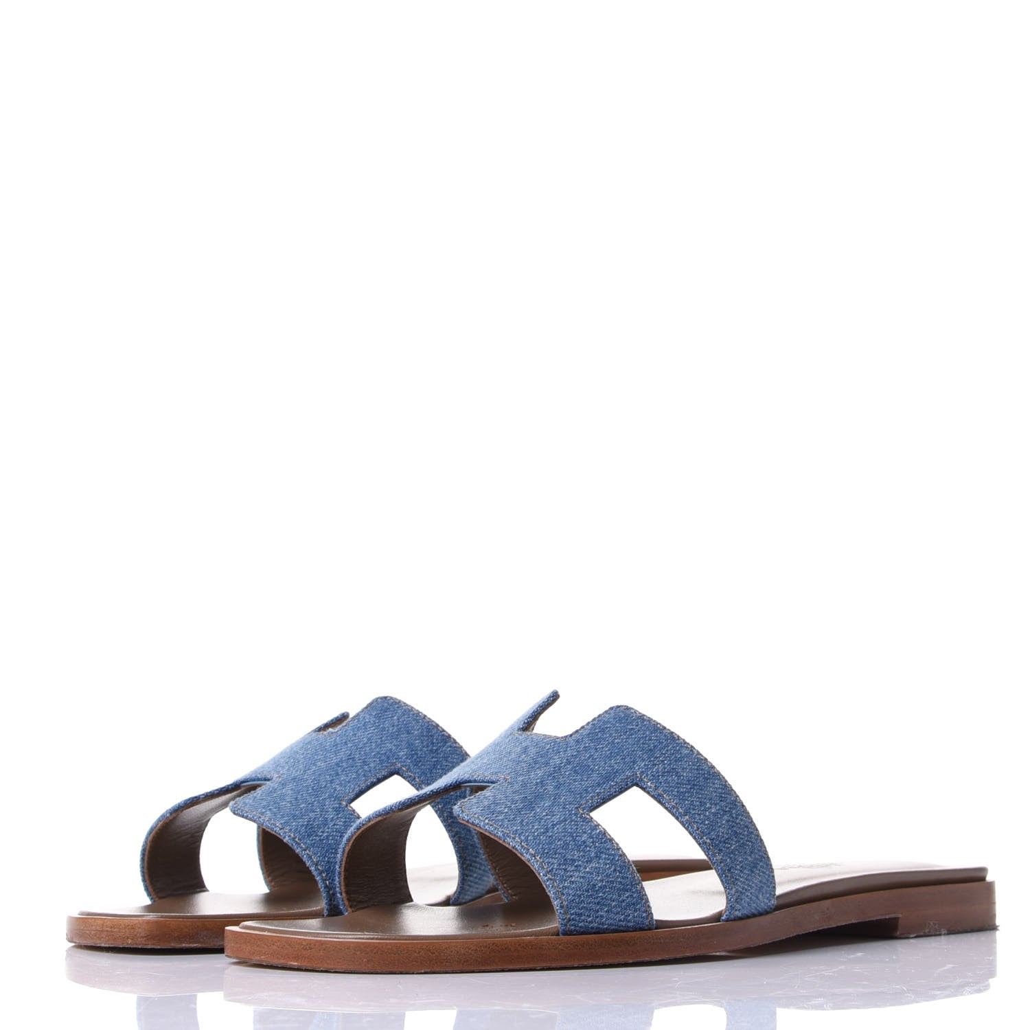 Hermes Denim Canvas Oran Sandals 35.5 Bleu Clair 3 of 10