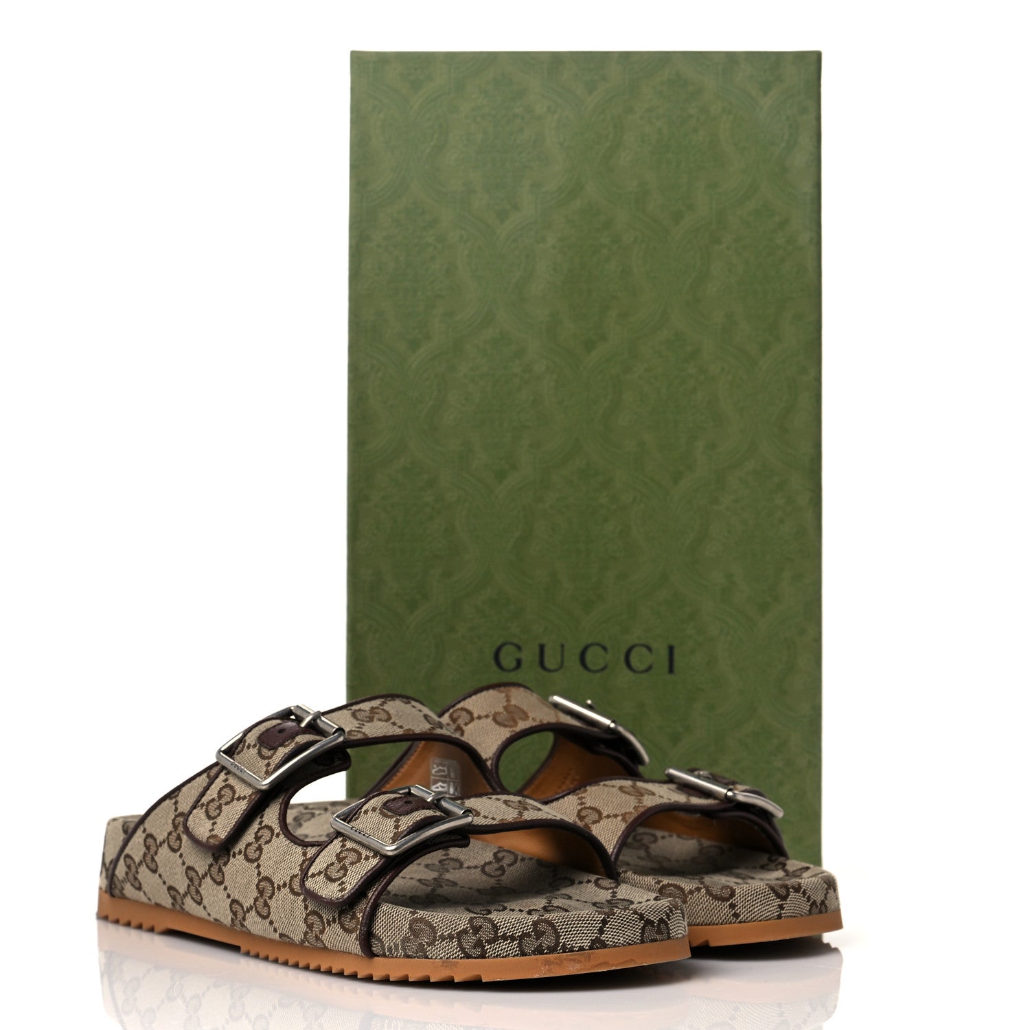 Gucci GG Monogram Lavaredo Eco Fabric Mens Slide Sandals With Straps 9 Beige Ebony Light Brown 11 of 11