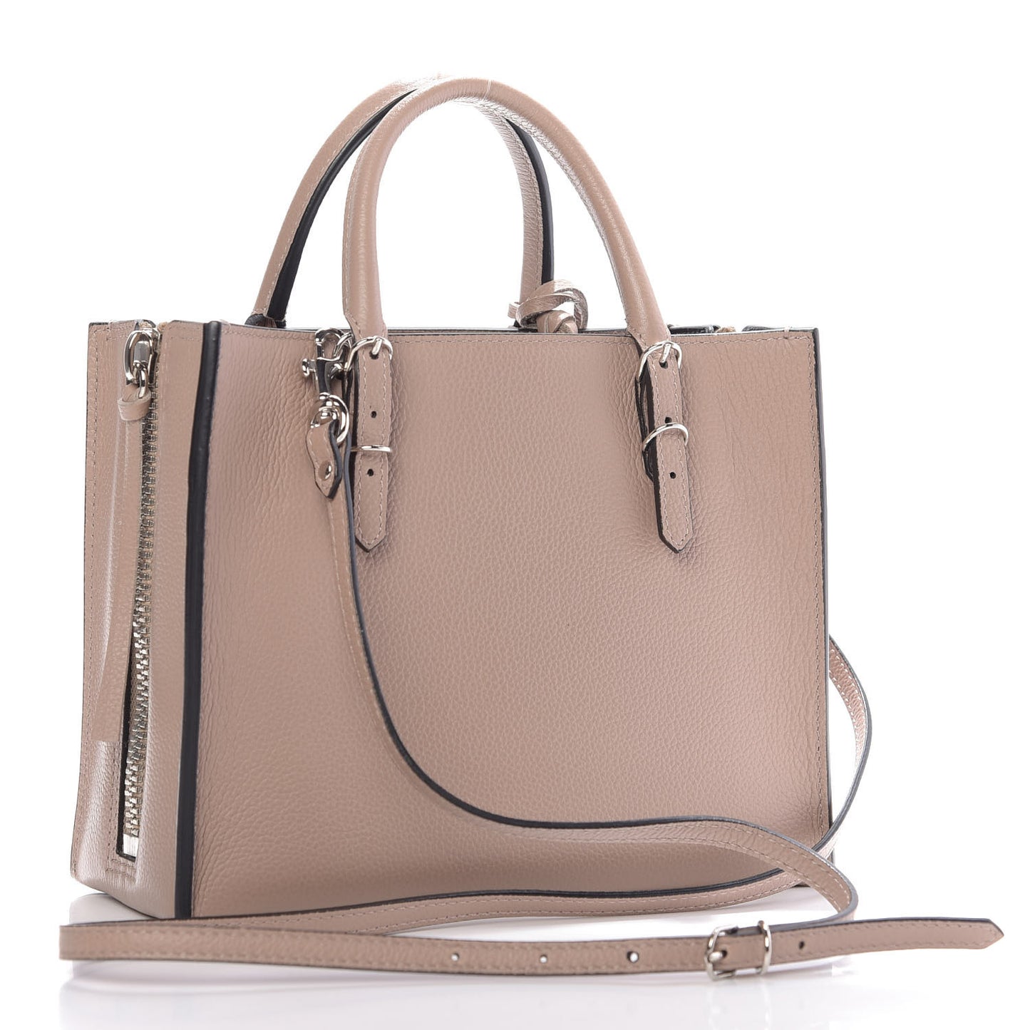 Grained Calfskin Papier Mini A4 Zip Around Tote Beige