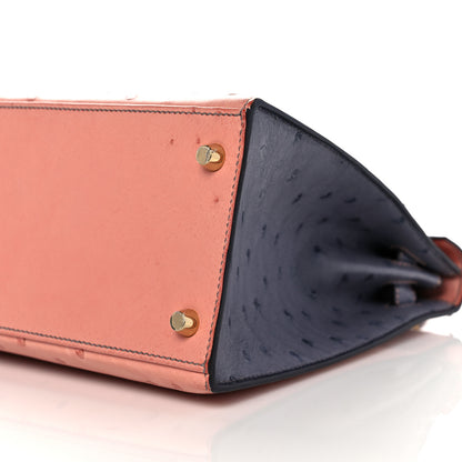 Hermes Ostrich Horseshoe Kelly Sellier 28 Terre Cuite Gris Agate 10 of 39