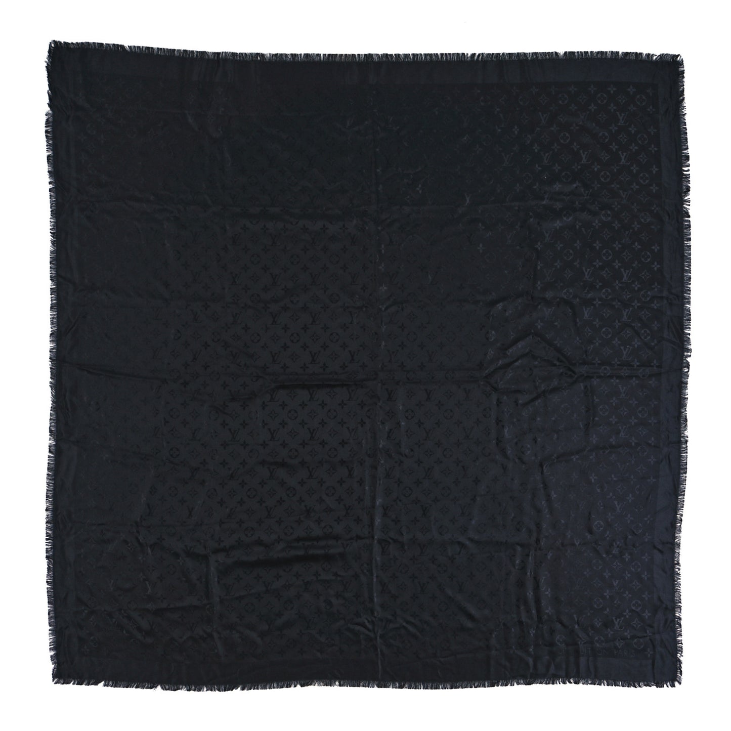 Silk Wool Monogram Shawl Black