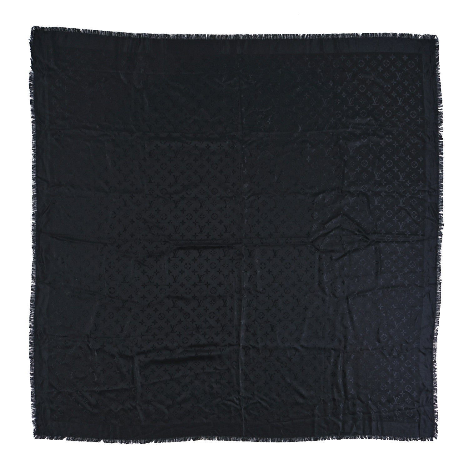 Louis Vuitton Silk Wool Monogram Shawl Black 1 of 4