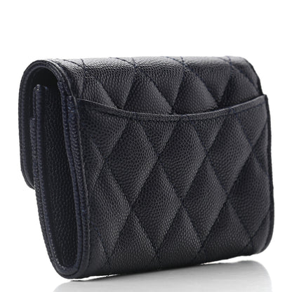 Chanel Caviar Quilted Flap Card Holder Wallet Navy 3 of 8
