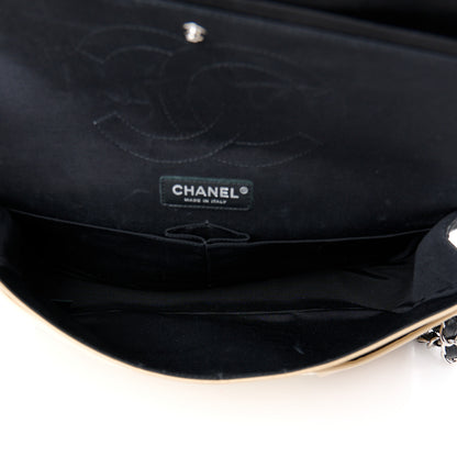 Chanel Lambskin Quilted Colorblock Jumbo Double Flap Black White Beige 5 of 13