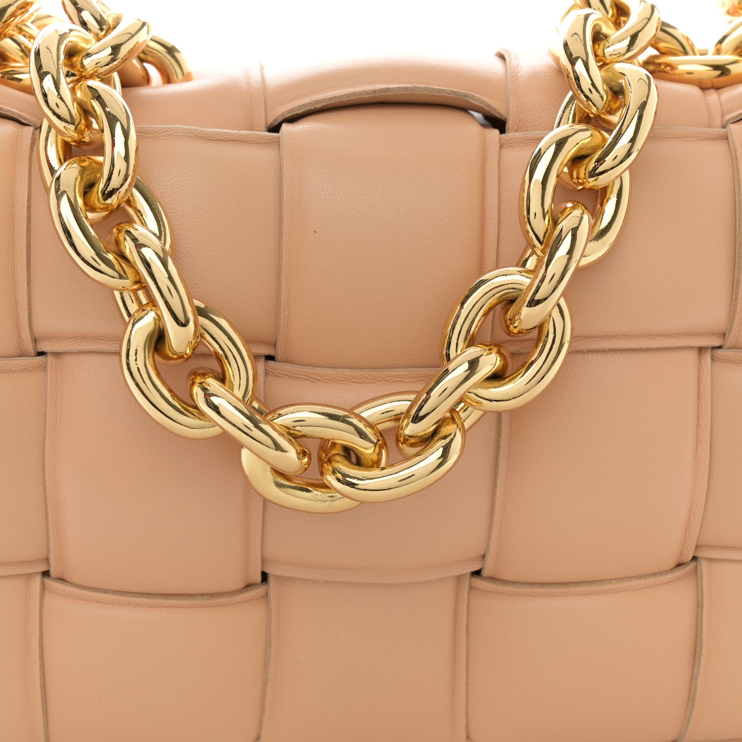Bottega Veneta Lambskin Maxi Intreccio Padded Chain Cassette Crossbody Bag Almond 8 of 15