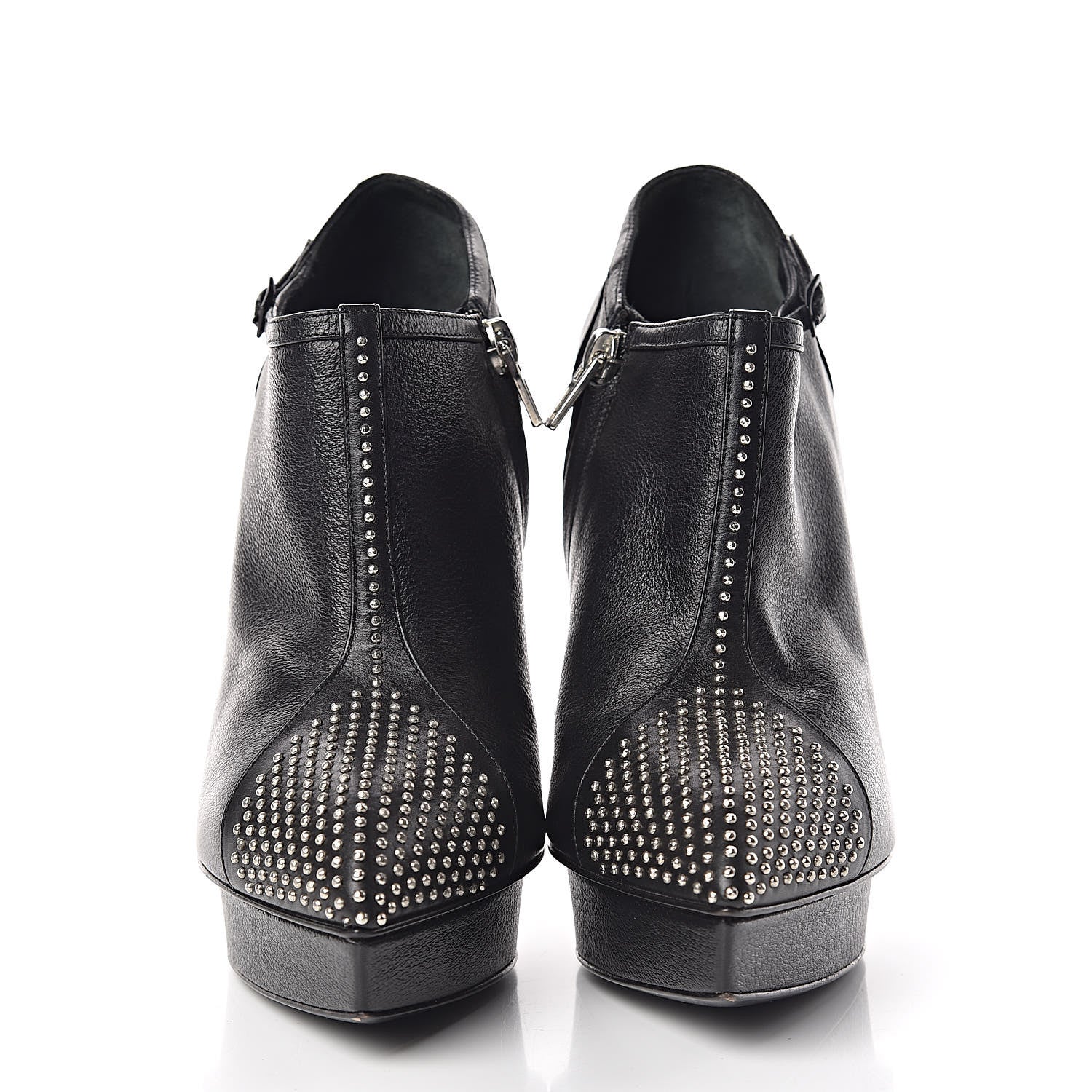 Saint Laurent Calfskin Studded Janis 105 Boots 37.5 Black 2 of 12