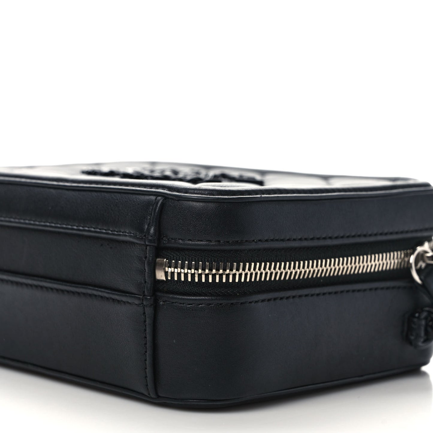 Lambskin Quilted Small CC Filigree Vanity Case Black