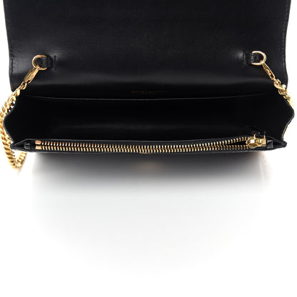 Saint Laurent Calfskin Crocodile Embossed Kate Monogram Tassel Chain Wallet Black 5 of 10