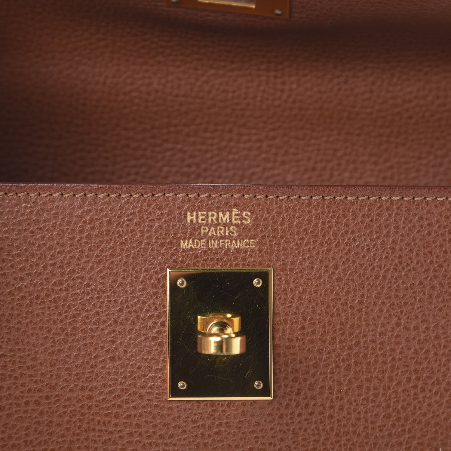 Hermes Vache Liegee Kelly Sellier 35 Noisette 5 of 17