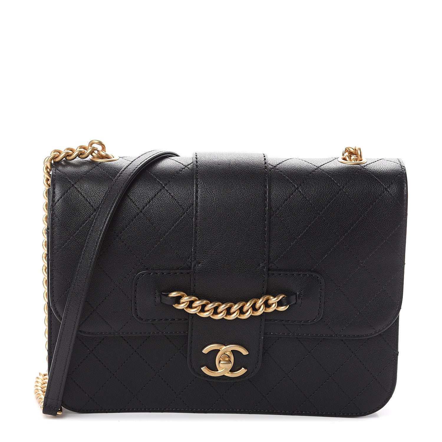 Chanel Goatskin Stitched Flap Bag Black 1 of 9