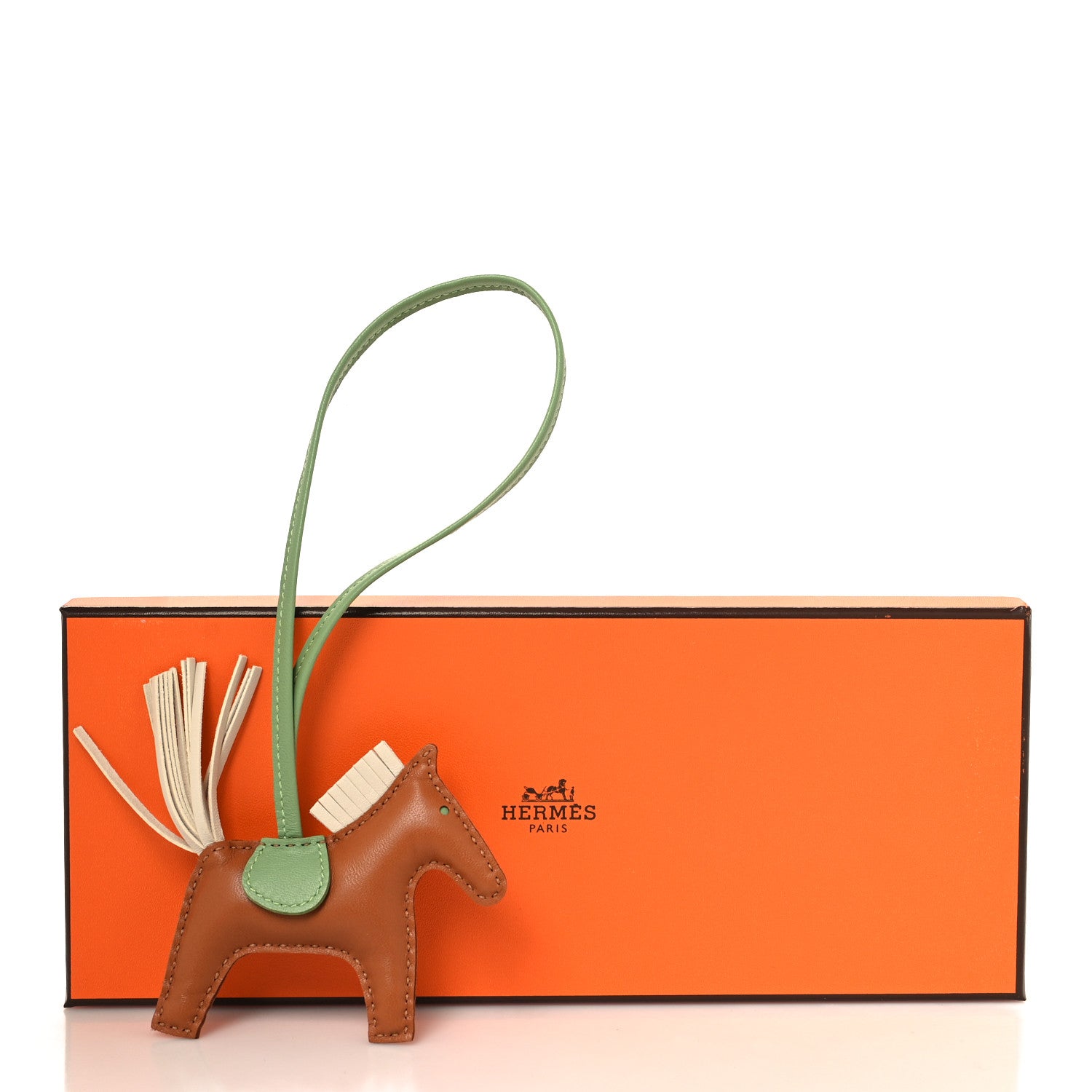 Hermes Milo Lambskin Grigri Rodeo Horse Bag Charm PM Gold Craie Vert Criquet 4 of 4