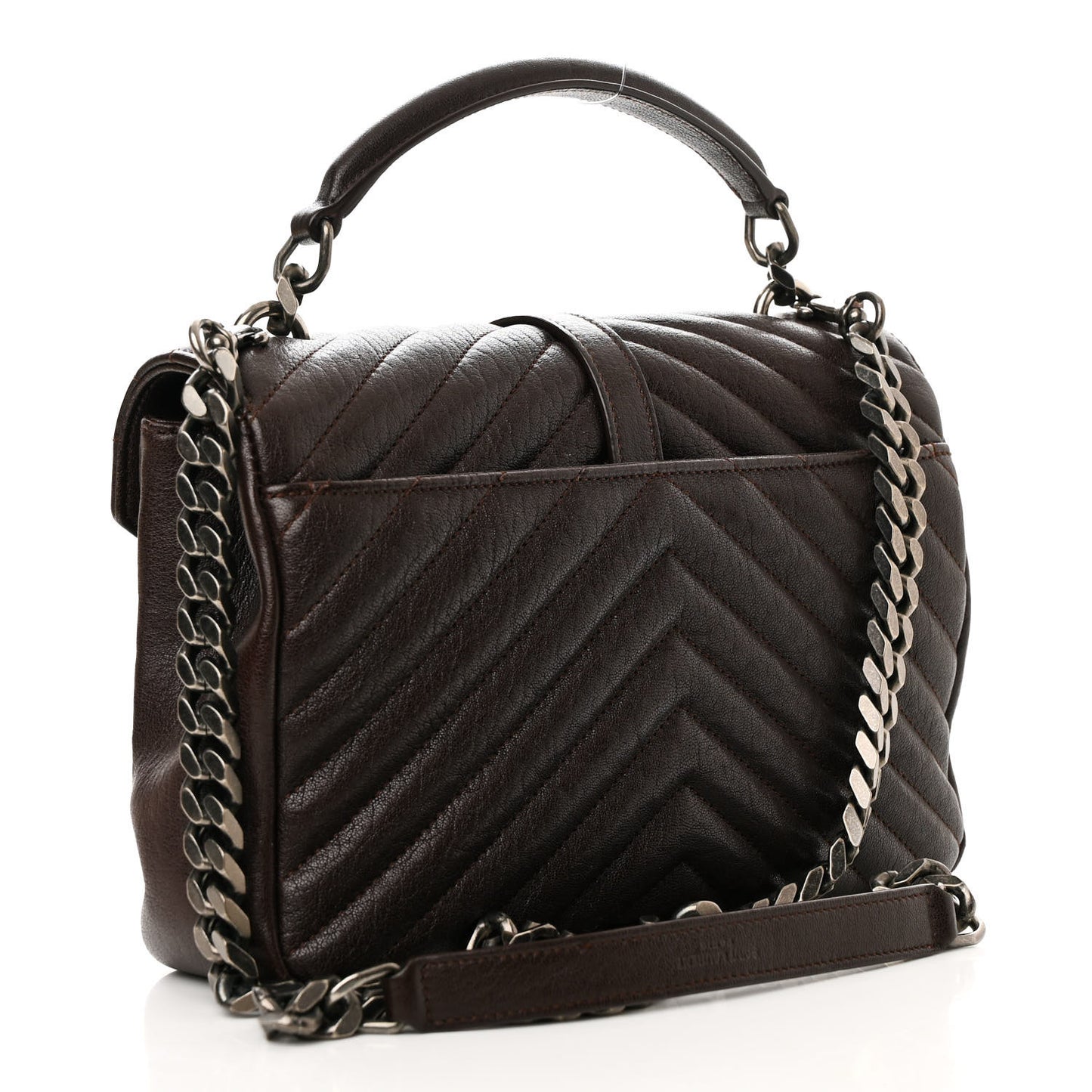 Sheepskin Matelasse Chevron Monogram Medium College Bag Black Tulip