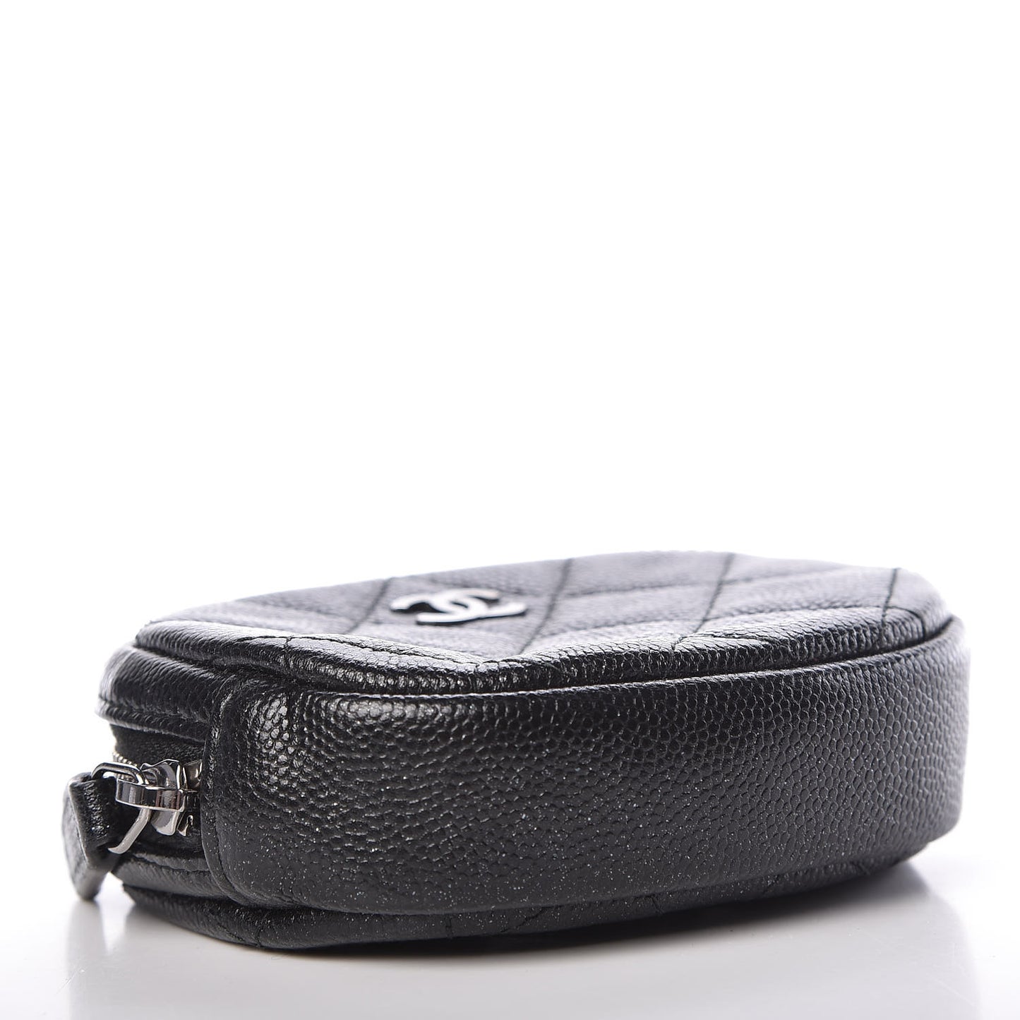 Iridescent Caviar Quilted Zip Around Classic Coin Purse Black