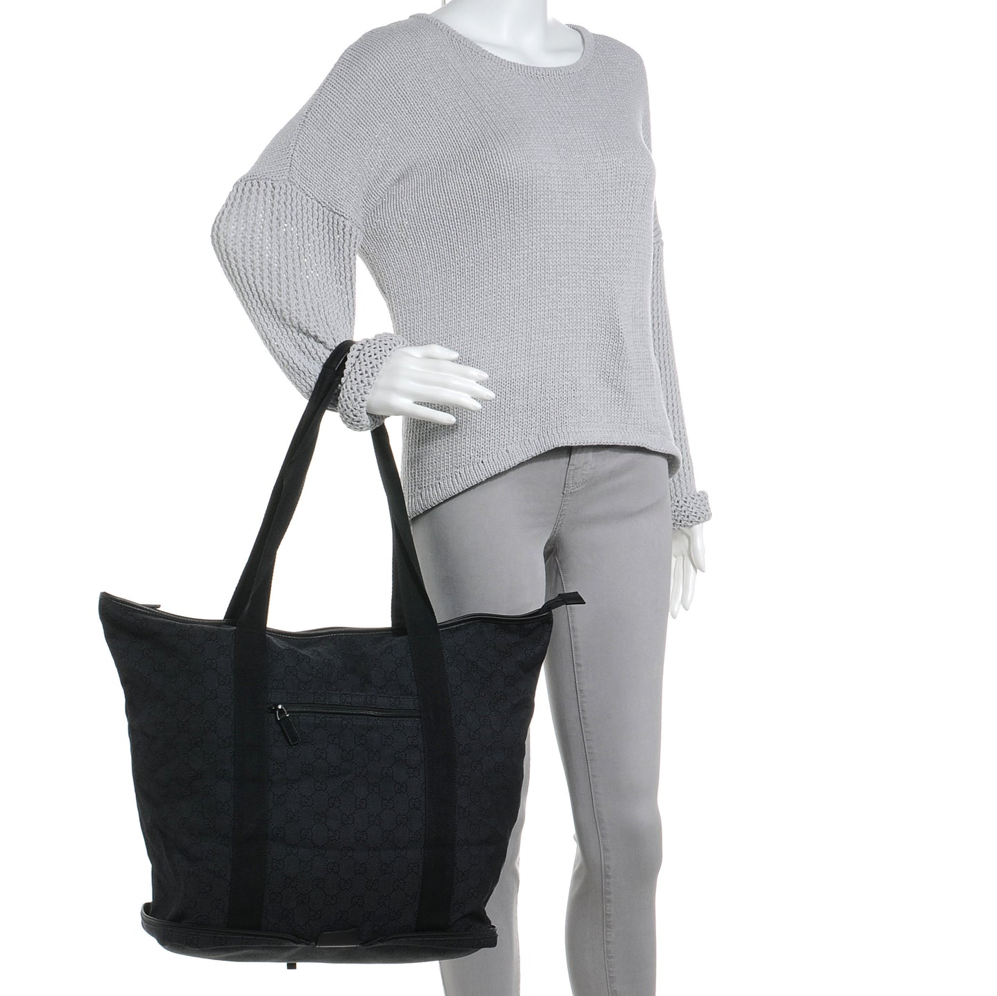Denim Monogram Large Collapsible Travel Tote Black