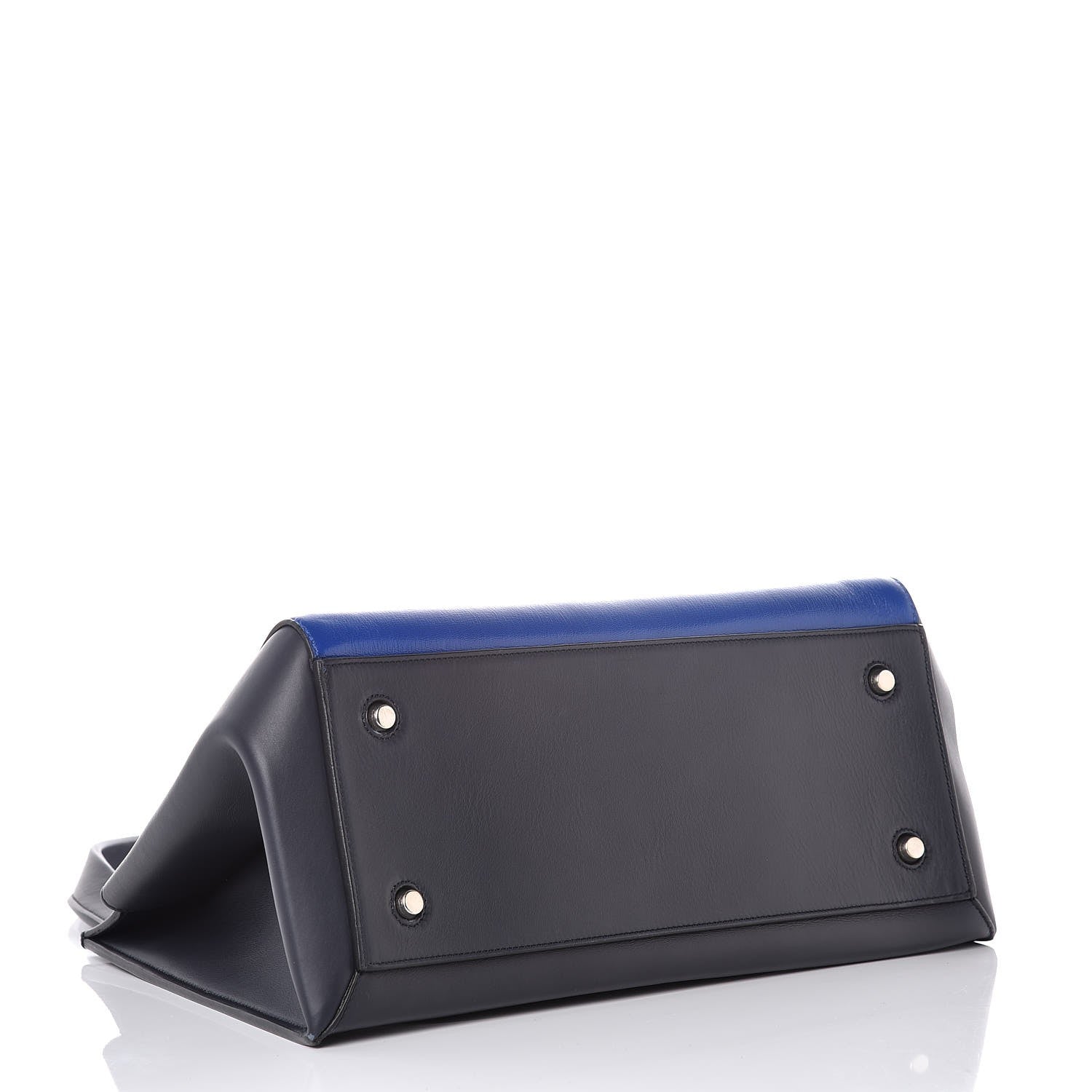 Celine Grained Calfskin Medium Bi-Color Edge Shoulder Bag Indigo Black 4 of 8