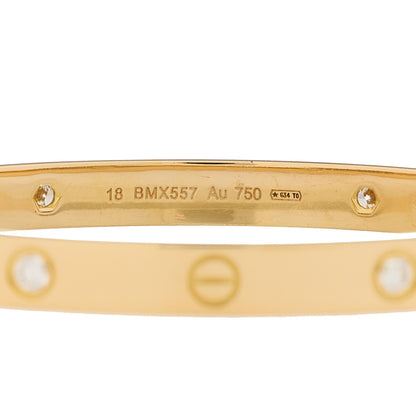 Cartier 18K Yellow Gold 4 Diamond LOVE Bracelet 18 3 of 7
