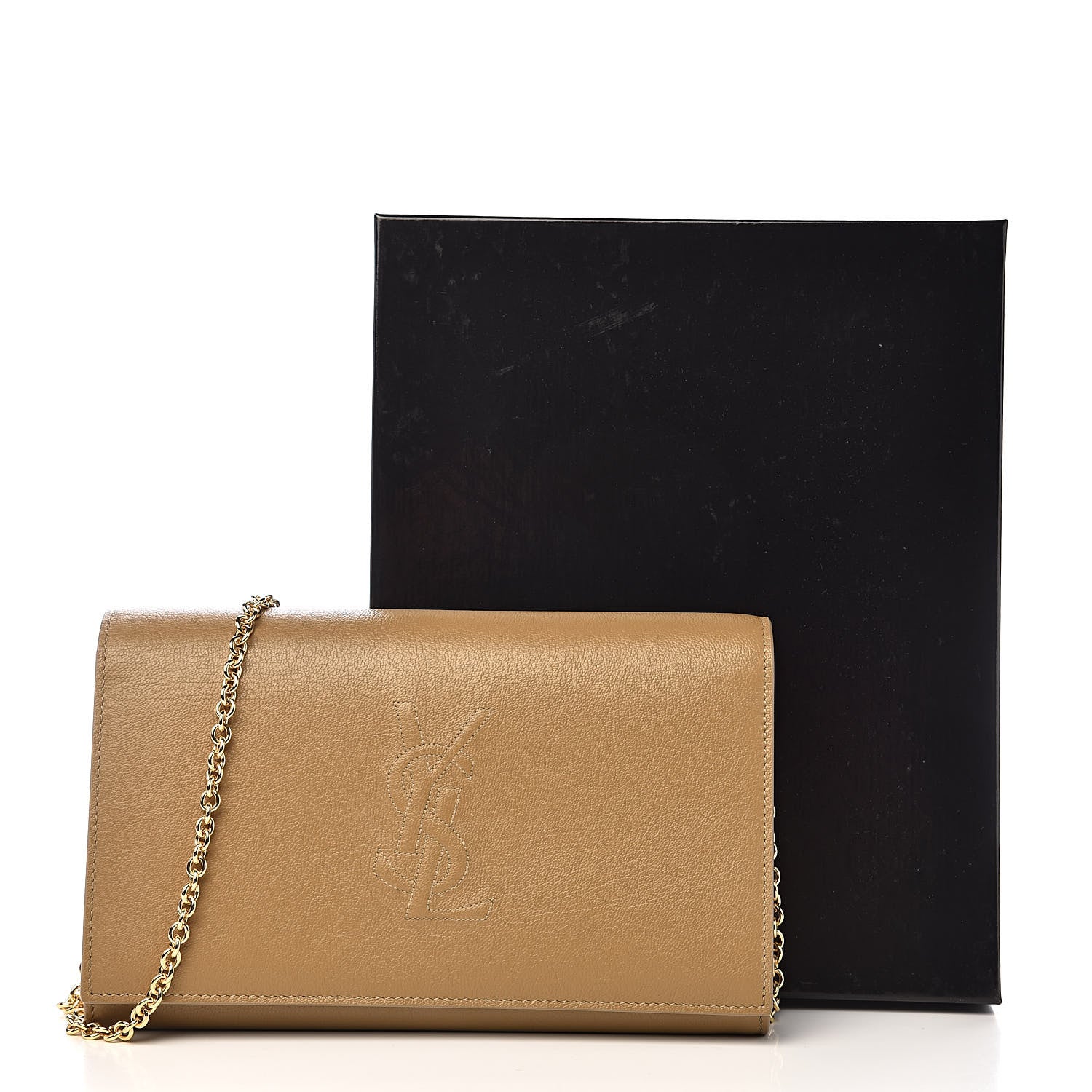 Saint Laurent Calfskin Belle de Jour Chain Clutch Beige 10 of 10