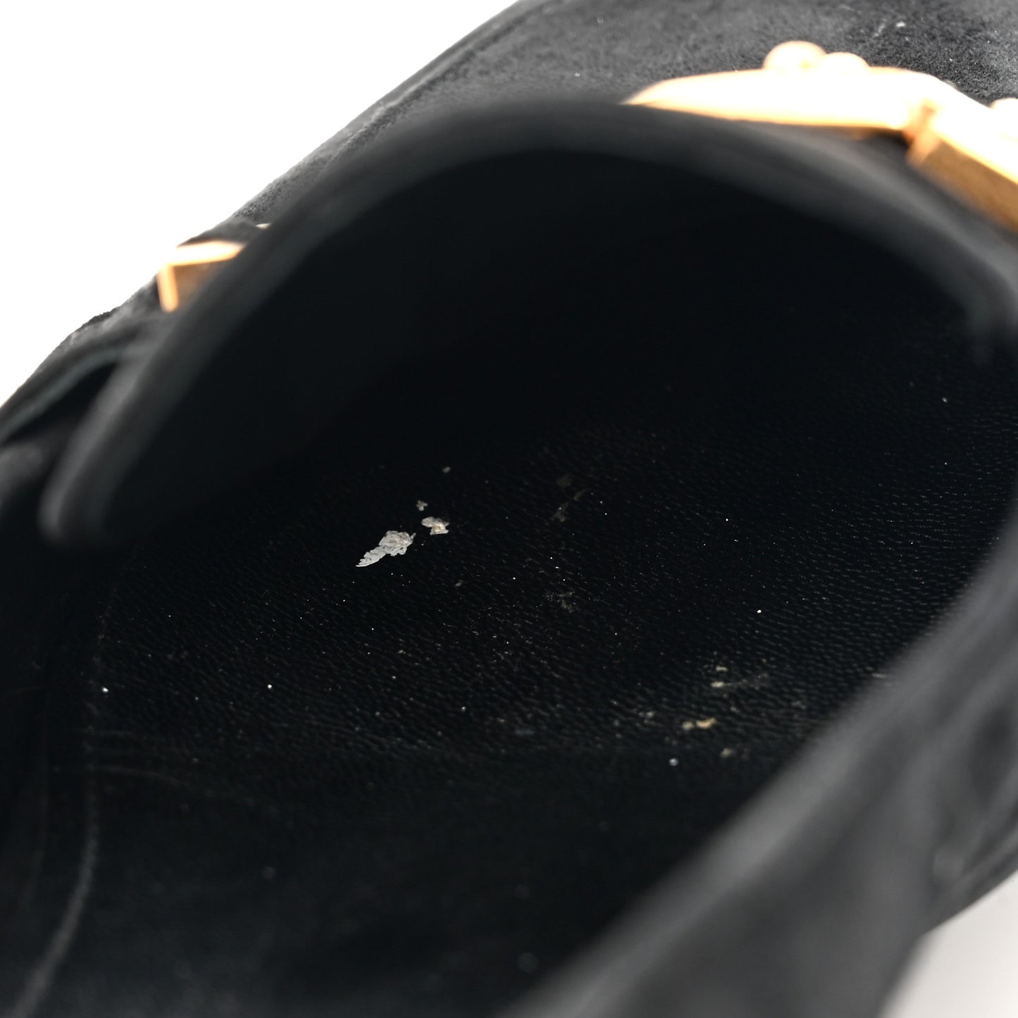 Suede Metal Plate Logo Loafers 37.5 Black