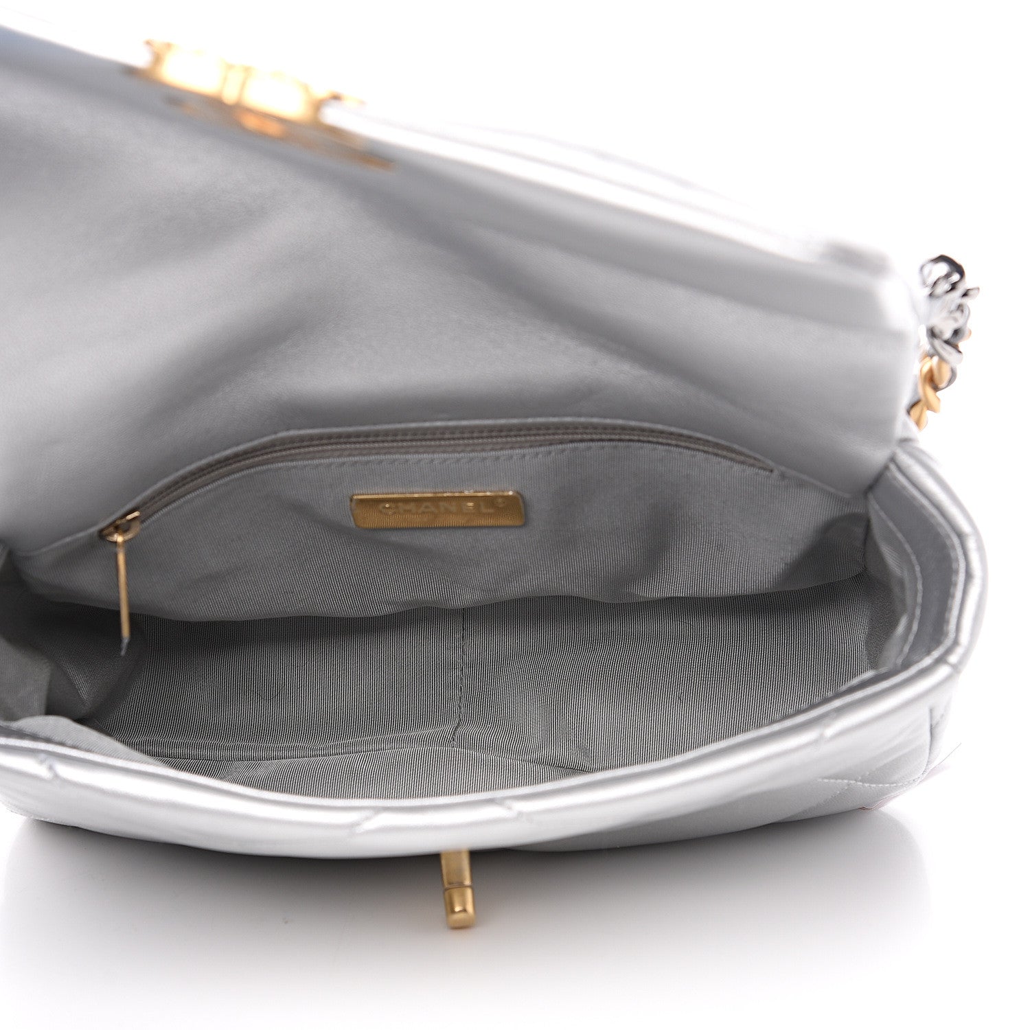 Chanel Metallic Goatskin Quilted Medium 19 Flap Silver 4 of 11