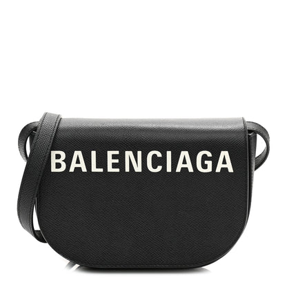 Balenciaga Grained Calfskin Logo Print Ville Day Bag XS Black 1 of 10