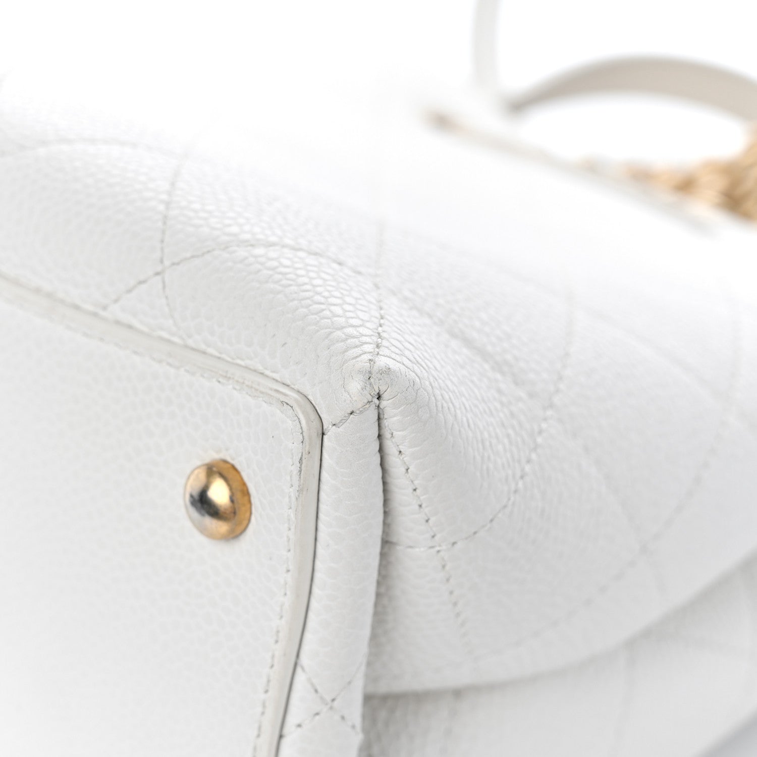 Chanel Grained Calfskin Stitched Small Drawstring Bag White 12 of 16