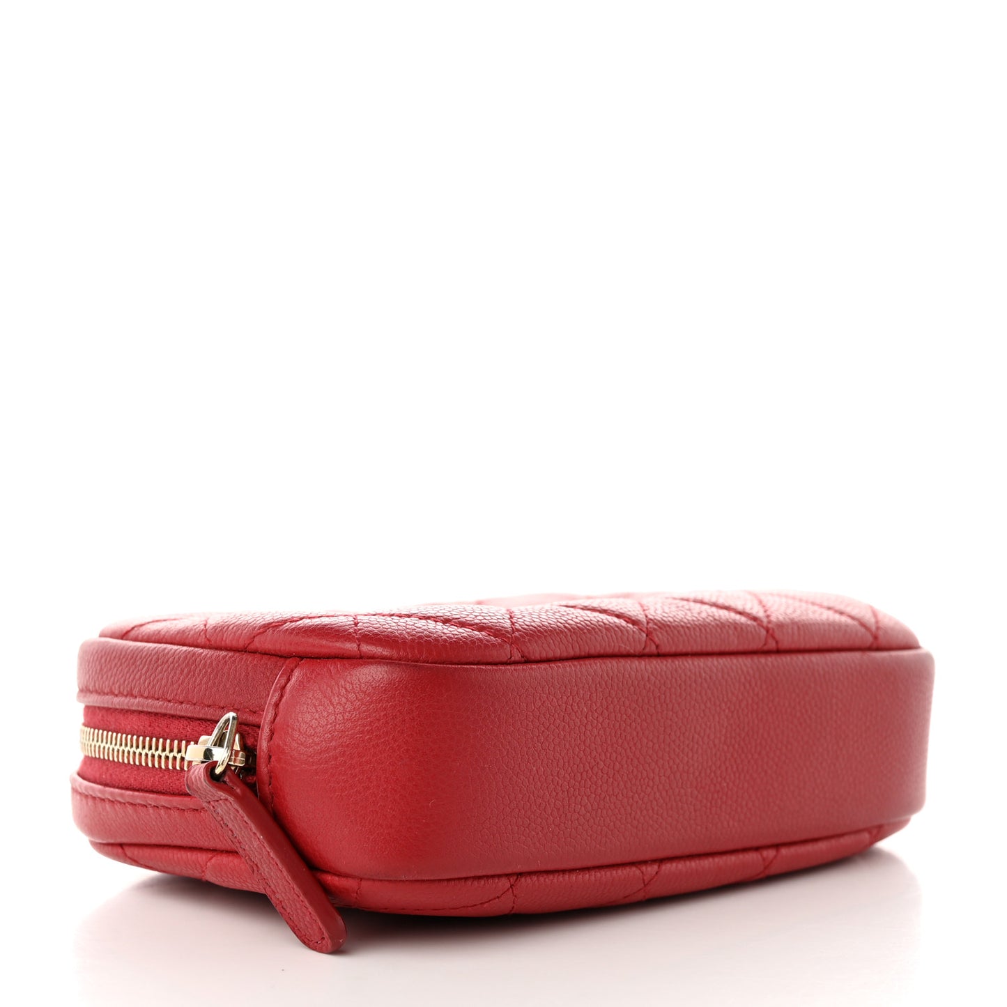 Caviar Quilted Small Curvy Pouch Cosmetic Case Red