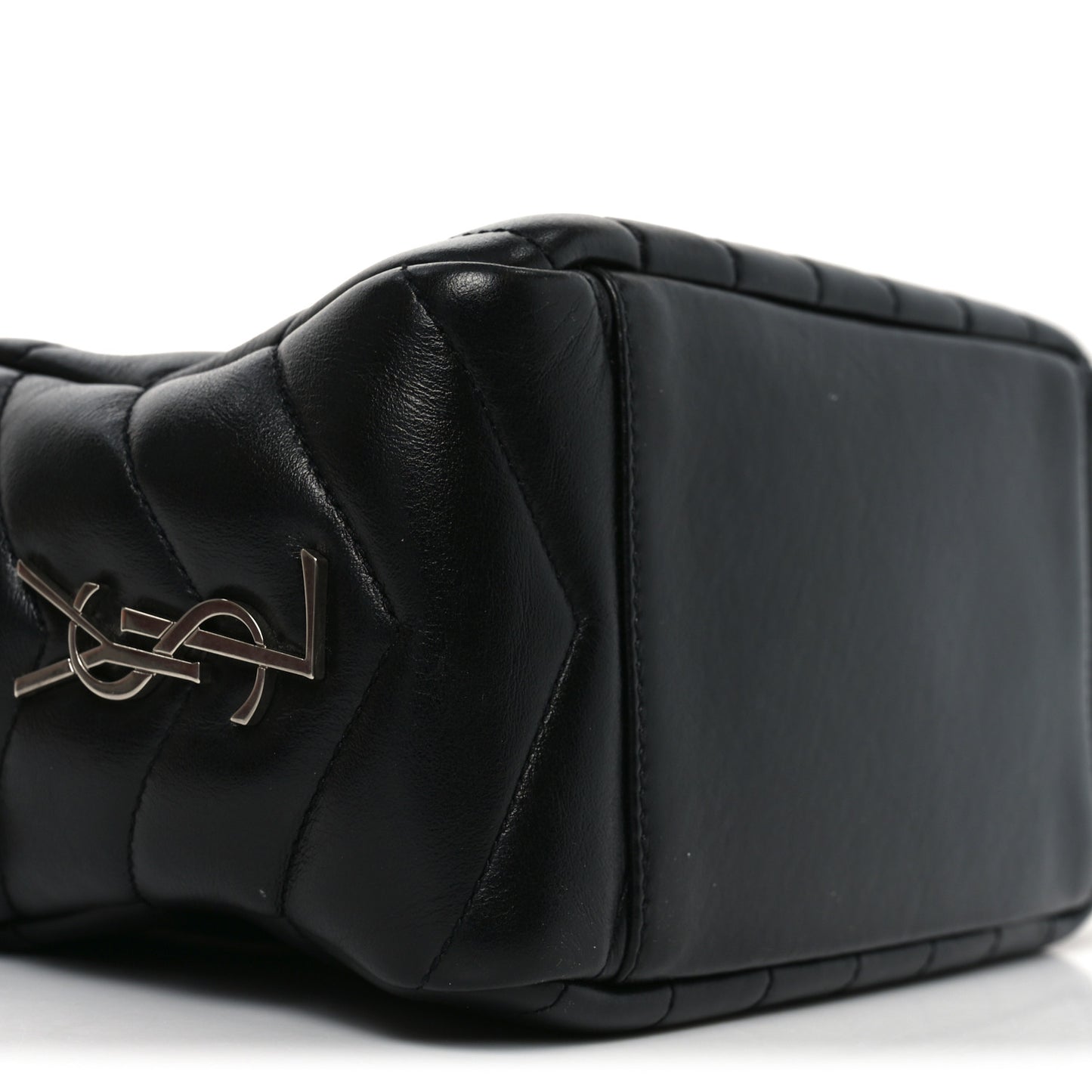 Calfskin Y Quilted Monogram Small Loulou Bowling Bag Black