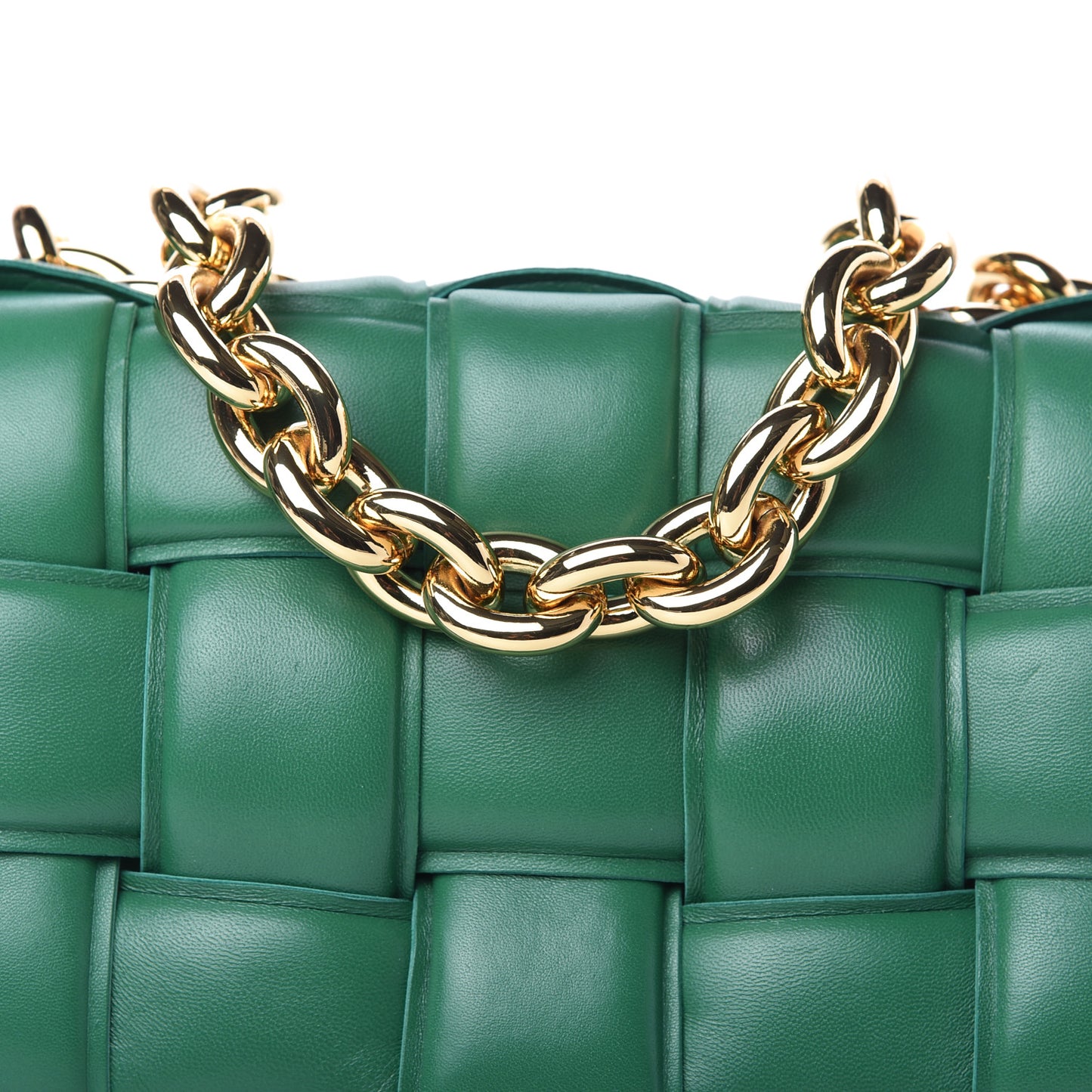 Lambskin Maxi Intreccio Padded Chain Cassette Crossbody Bag Racing Green