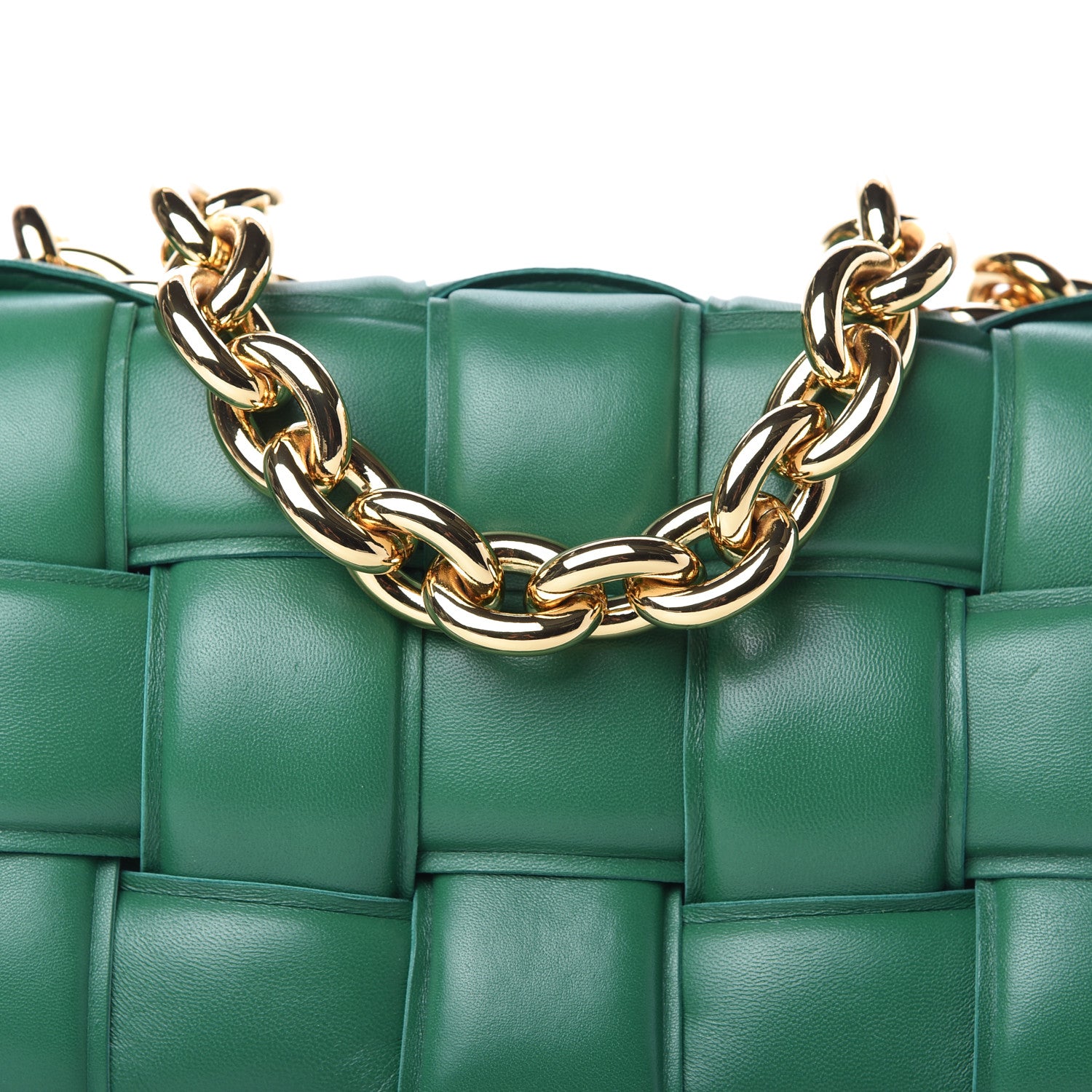 Bottega Veneta Lambskin Maxi Intreccio Padded Chain Cassette Crossbody Bag Racing Green 10 of 10