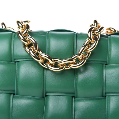 Bottega Veneta Lambskin Maxi Intreccio Padded Chain Cassette Crossbody Bag Racing Green 10 of 10