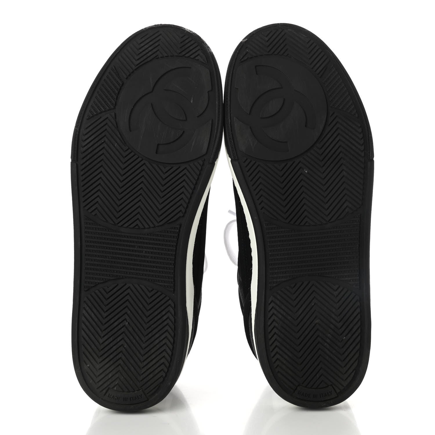 Chanel Fabric Womens Logo Sneakers 37 Black White 5 of 10