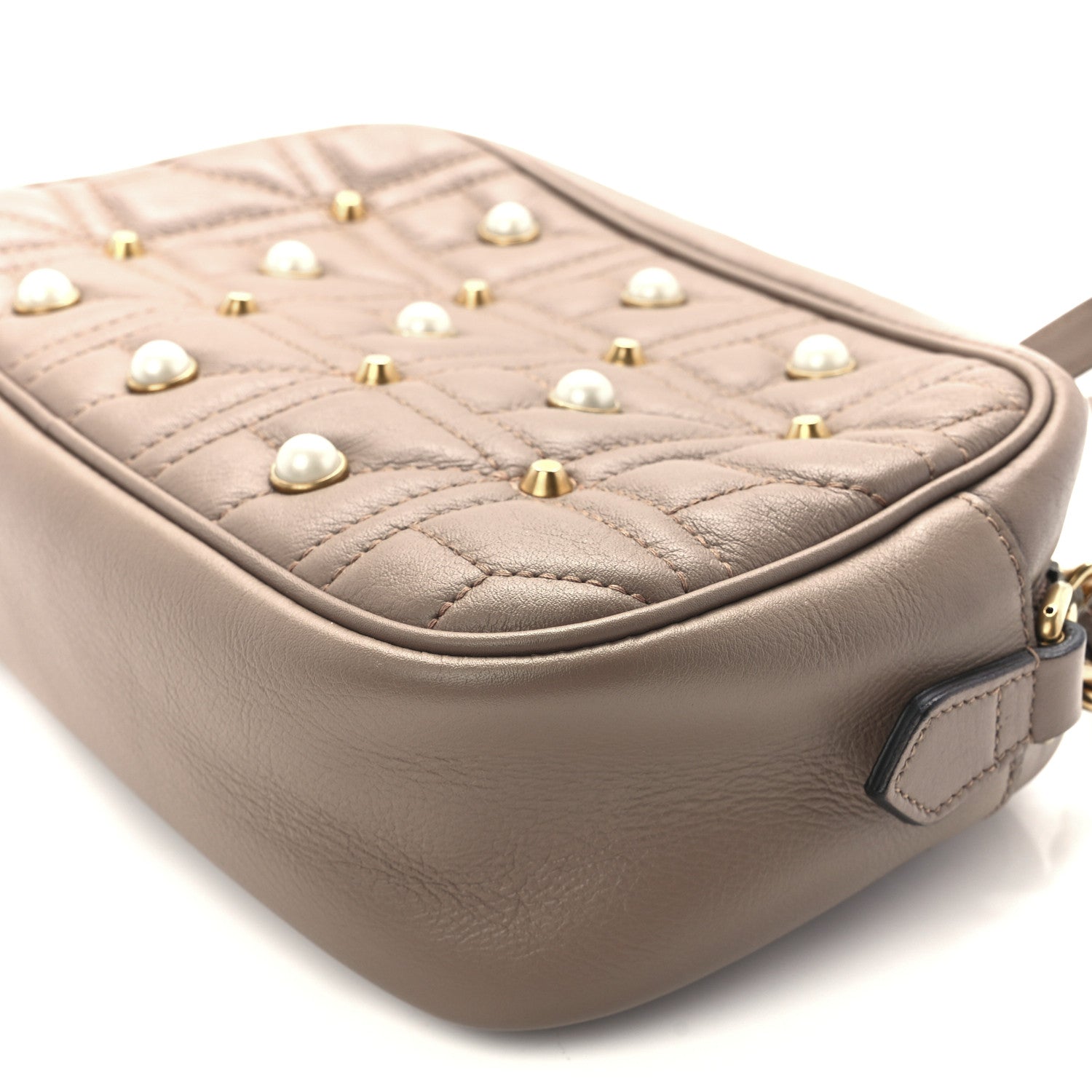 Gucci Calfskin Matelasse Studded Small Pearly GG Marmont Chain Shoulder Bag Porcelain Rose 12 of 12