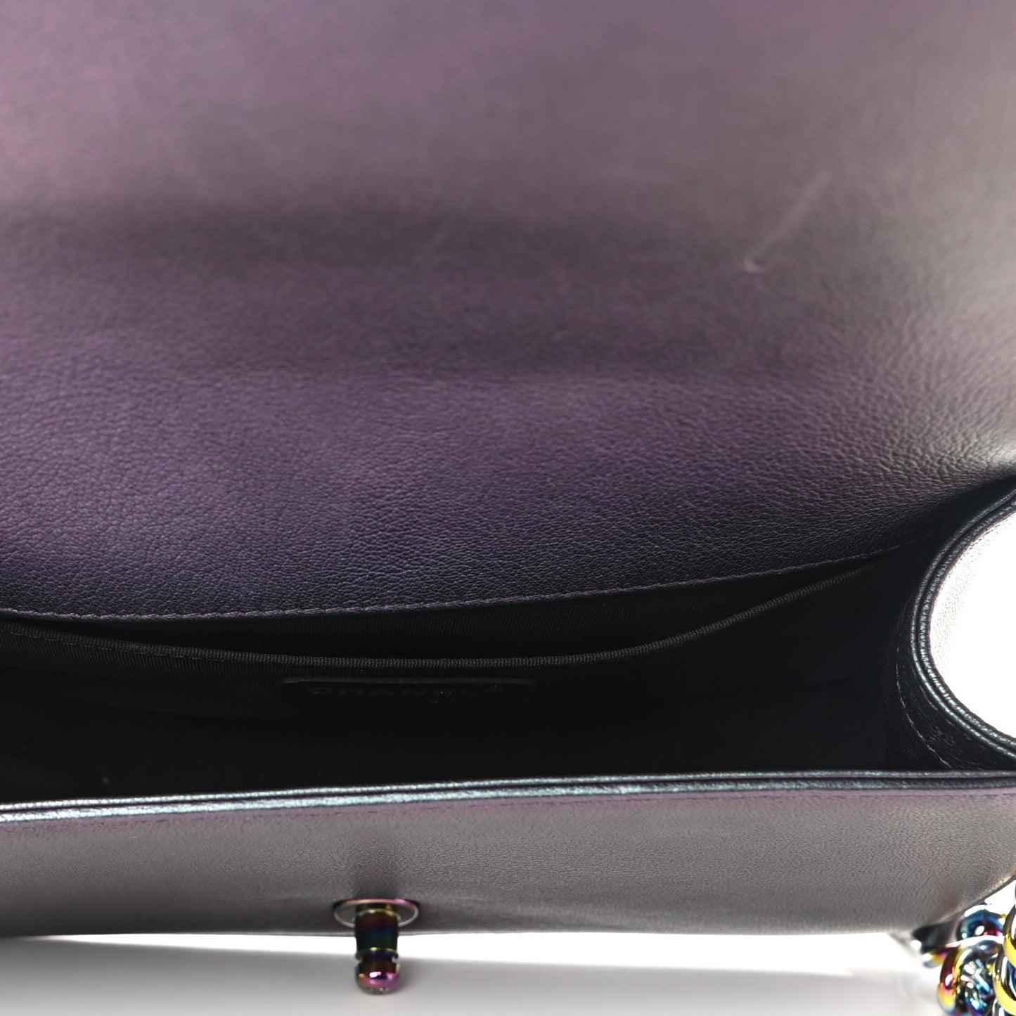 Iridescent Goatskin Quilted Medium Boy Flap Purple