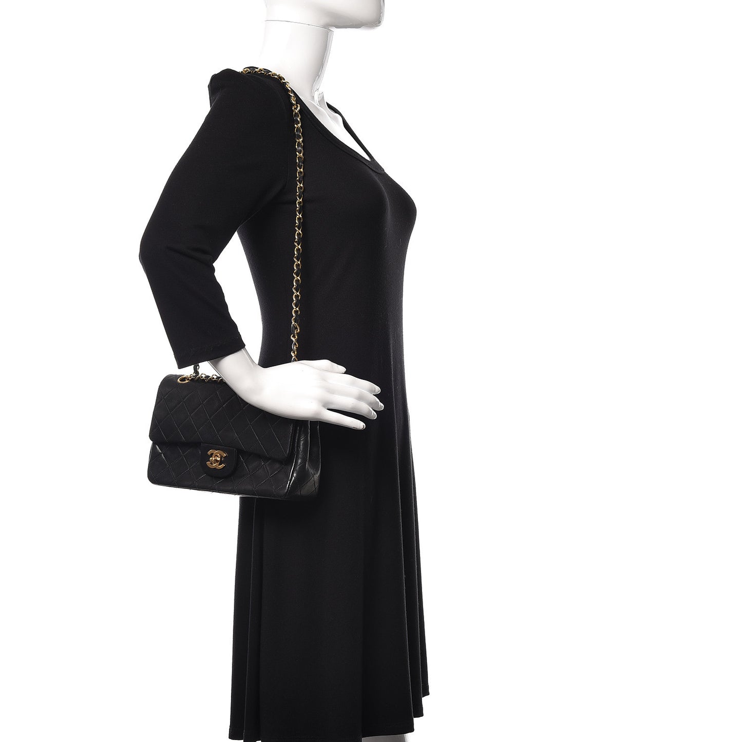 Lambskin Quilted Small Double Flap Black