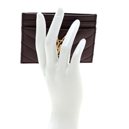 Saint Laurent Grain De Poudre Matelasse Chevron Cassandre Credit Card Case Rouge Legion 2 of 6