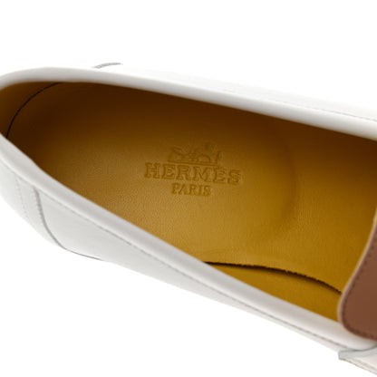 Hermes Calfskin Womens Paris Loafers 36 White Bois De Santal 7 of 8