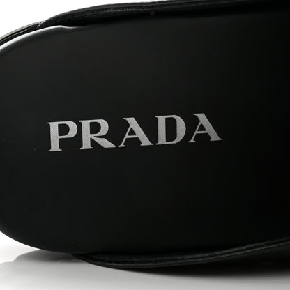 Prada City Calfskin Triangle Logo 20mm Flat Mules 12 Black 6 of 10