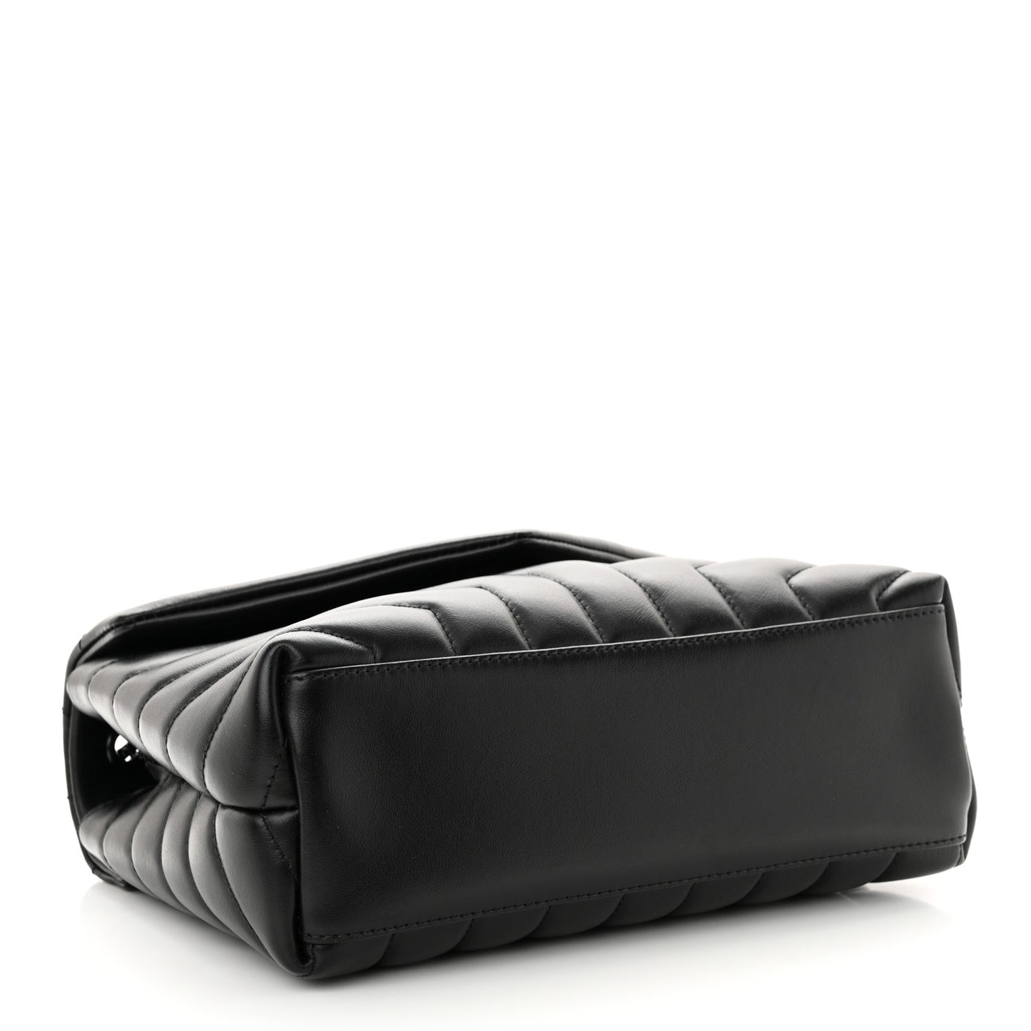 SAINT LAURENT Calfskin Y Quilted Monogram Monochrome Small Loulou Chain Satchel Black