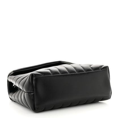 Saint Laurent SAINT LAURENT Calfskin Y Quilted Monogram Monochrome Small Loulou Chain Satchel Black 4 of 11