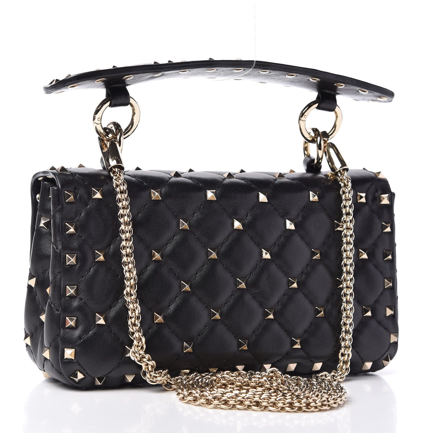 Valentino Garavani Lambskin Small Rockstud Spike Shoulder Bag Black 3 of 9