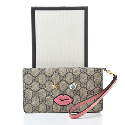 Gucci GG Supreme Monogram Embroidered Face iPhone 6 Case Wristlet Pink 8 of 8