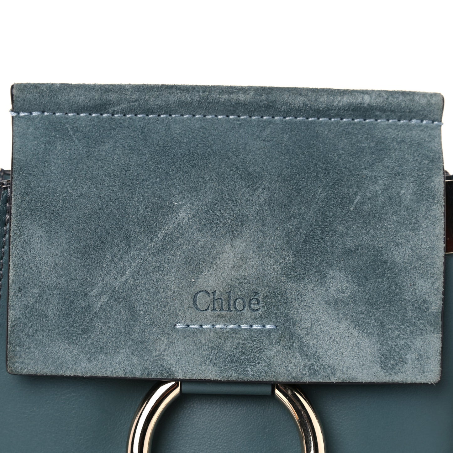 Suede Calfskin Mini Faye Bracelet Bag Cloudy Blue
