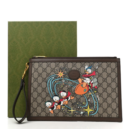 Gucci X DISNEY GG Supreme Monogram Donald Duck Interlocking G Wristlet Pouch Beige Multicolor New Acero 8 of 8