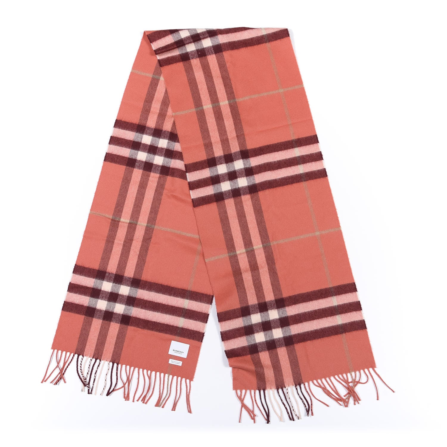 Burberry Cashmere Giant Check Fringe Scarf Clay Sienna 4 of 4