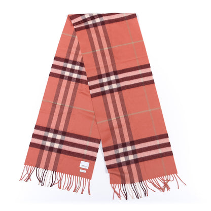 Burberry Cashmere Giant Check Fringe Scarf Clay Sienna 4 of 4