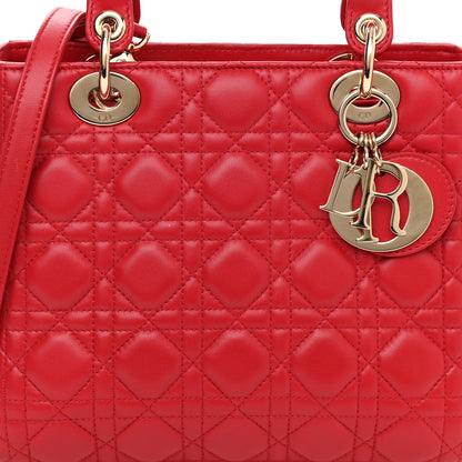 Christian Dior Lambskin Cannage Medium Lady Dior Red 7 of 10